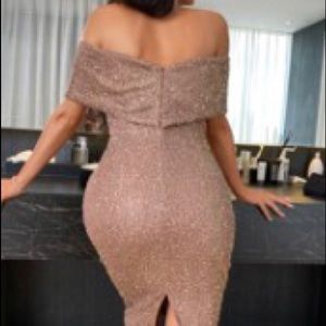 SHEIN xl glitter foldover dress in pink